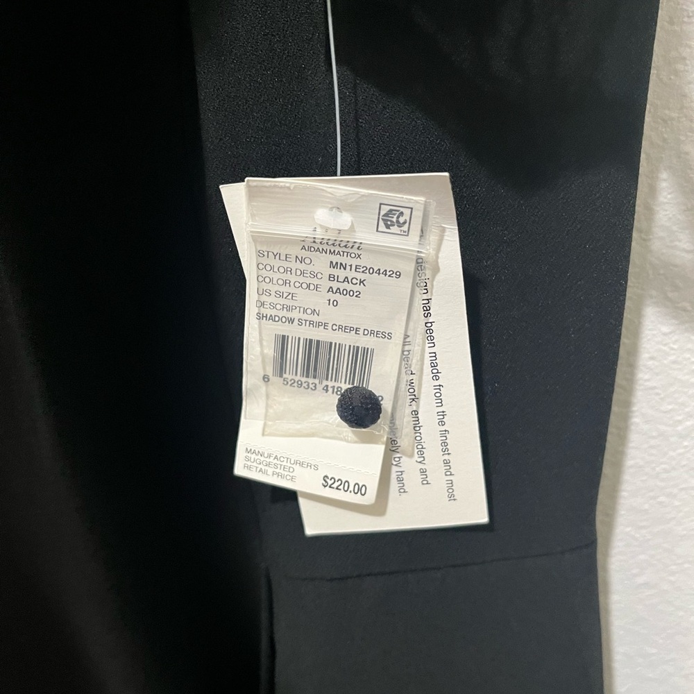 AIDAN MATTOX BLACK SHADOW STRIPE CREPE MIDI FIT & FLARE COCKTAIL DRESS NWT SZ 10 - Picture 12 of 16